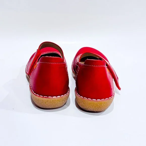 JUNGLA Red Leather Mary Jane Shoes | Vintage Inspired Everyday Flats | Size 36 * - Picture 4 of 6